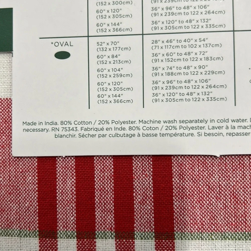 Farmhouse Rachel Ashwell Christmas Red Green Tablecloth Plaid 60” Round